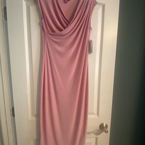 Elegant Pink Draped Women's Dress